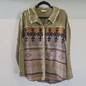 Mystree Olive Button-Up Shirt/Jacket